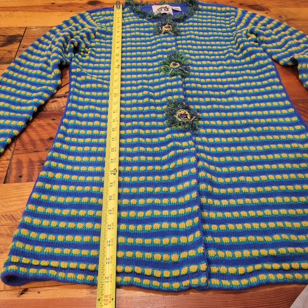 Colorful Peacock Themed Long Cardigan - Picture 10 of 15